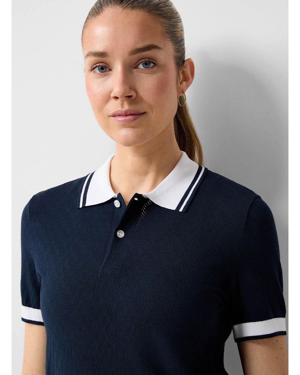 J.Lindeberg Blue Polly Pointelle Golf Polo