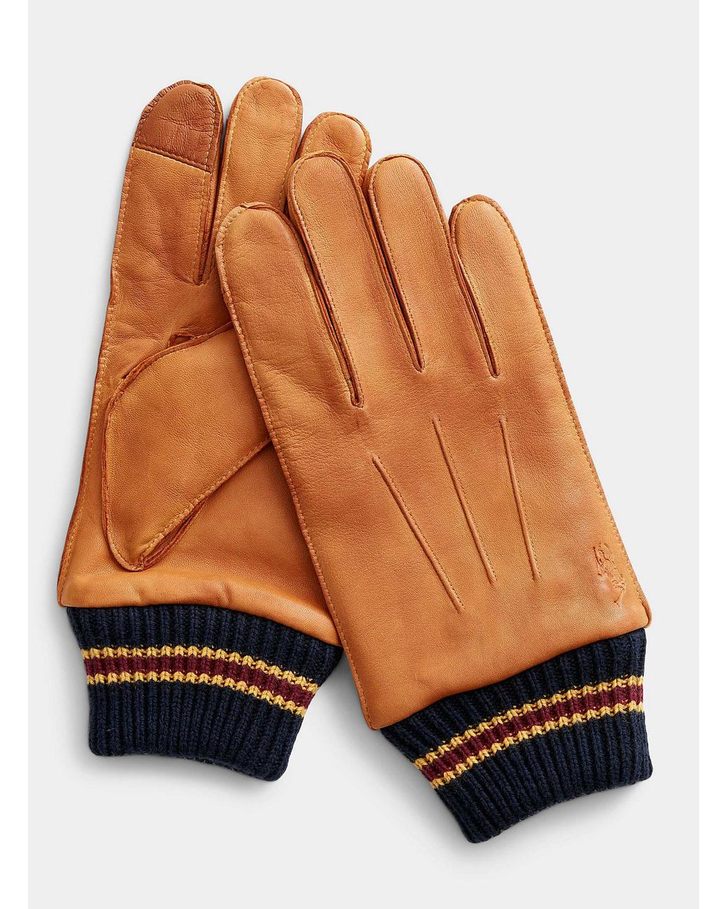Polo Ralph Lauren Preppy Stripe Leather Gloves in Blue for Men Lyst