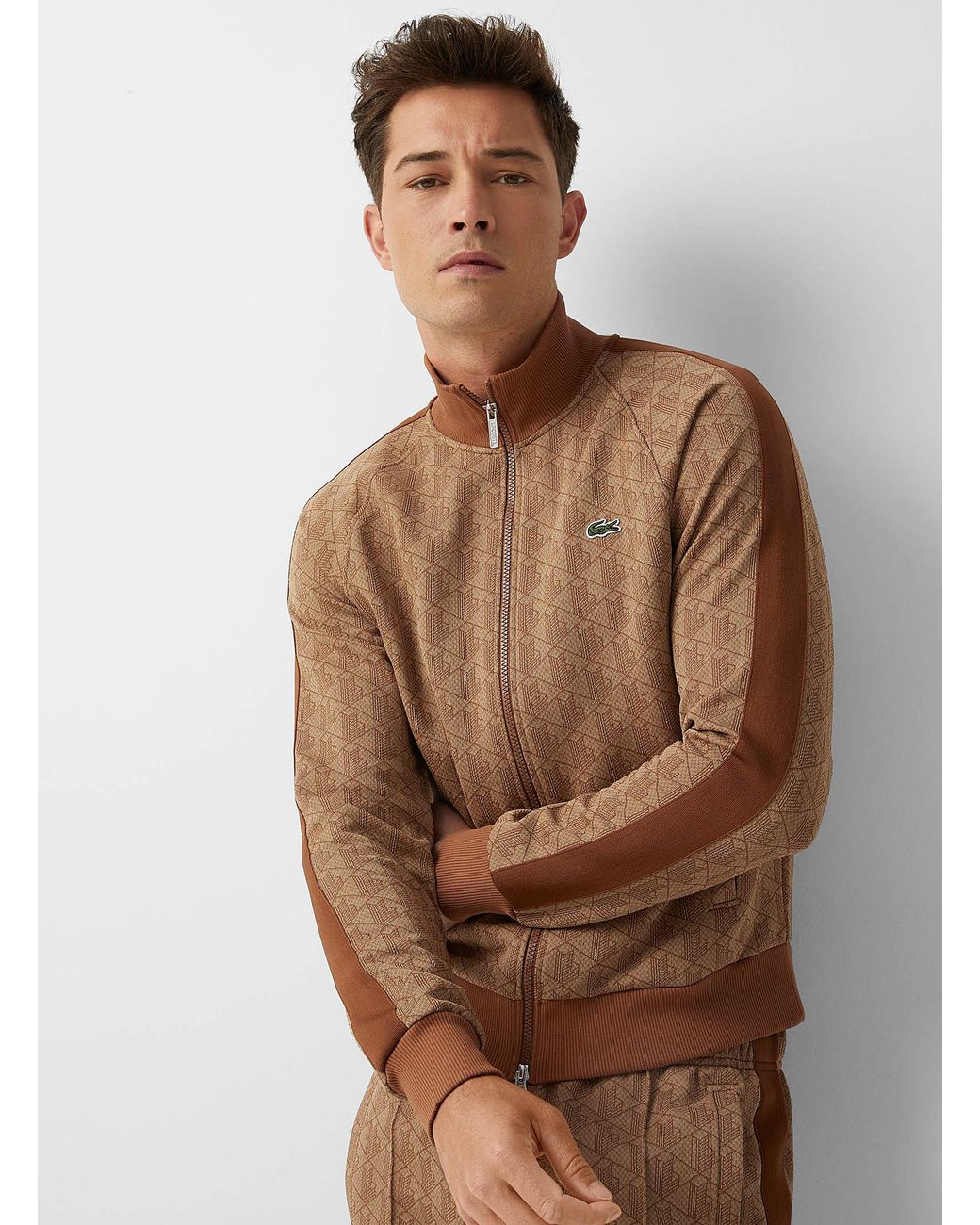 トップス LACOSTE Monogram Jacquard Track Jacket Lacoste Monogram Jacquard Track Jacket in Brown for Men | Lyst