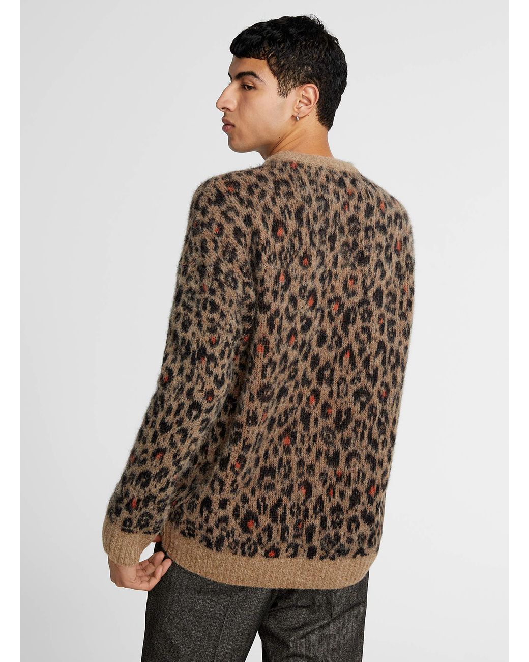 DRYKORN Leopard Jacquard Fluffy Sweater in Brown for Men | Lyst
