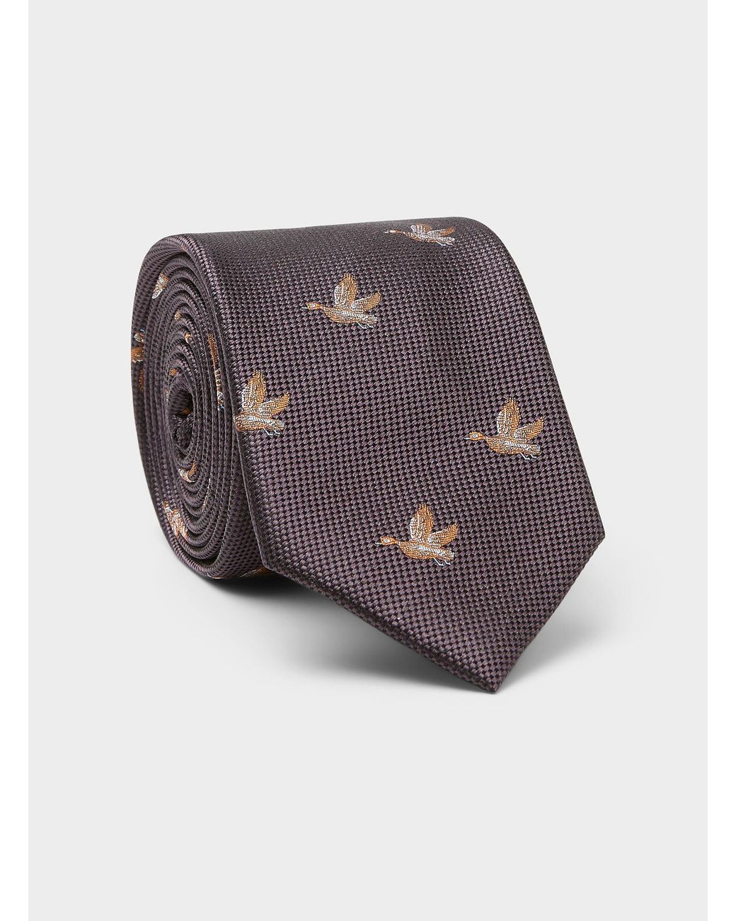 Le 31 Gray Migratory Bird Jacquard Tie for men