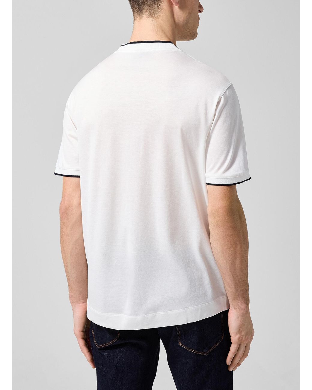 Emporio Armani White Shaded Logo Contrasting Trim T for men