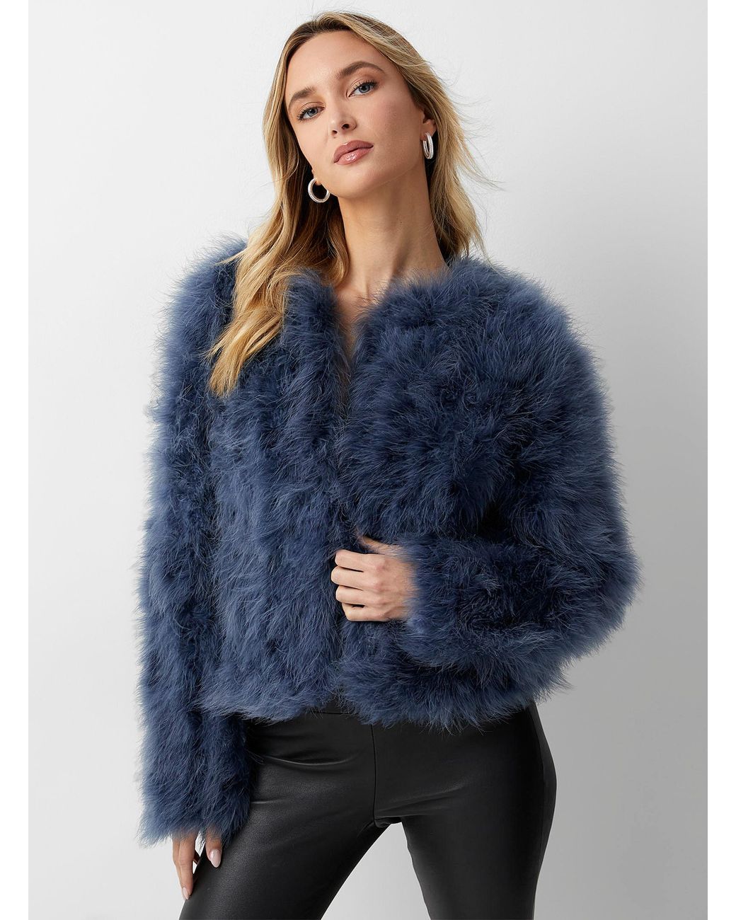 Lamarque Deora Genuine Feather Jacket in Blue Lyst
