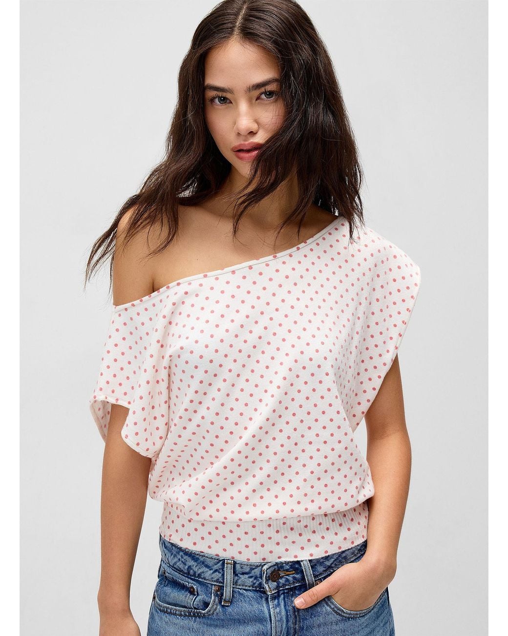 Twik White Patterned Rolled Collar Sweater