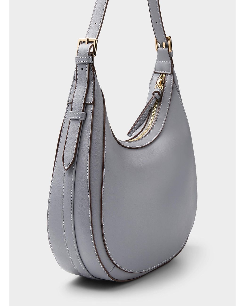 Simon's Gray Solid Rounded Hobo Bag