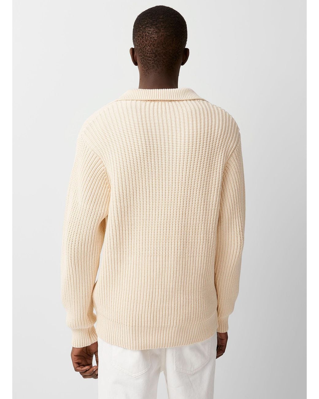 Le 31 Johnny Collar Embossed Ribbed Sweater for Men | Lyst