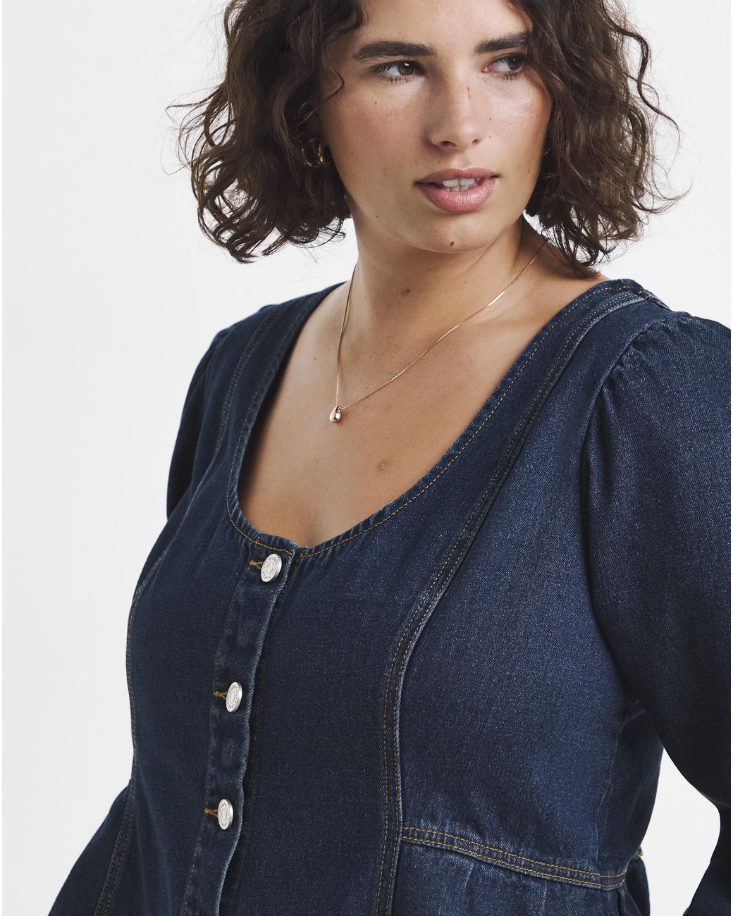 Simply Be Blue Denim Peplum Top