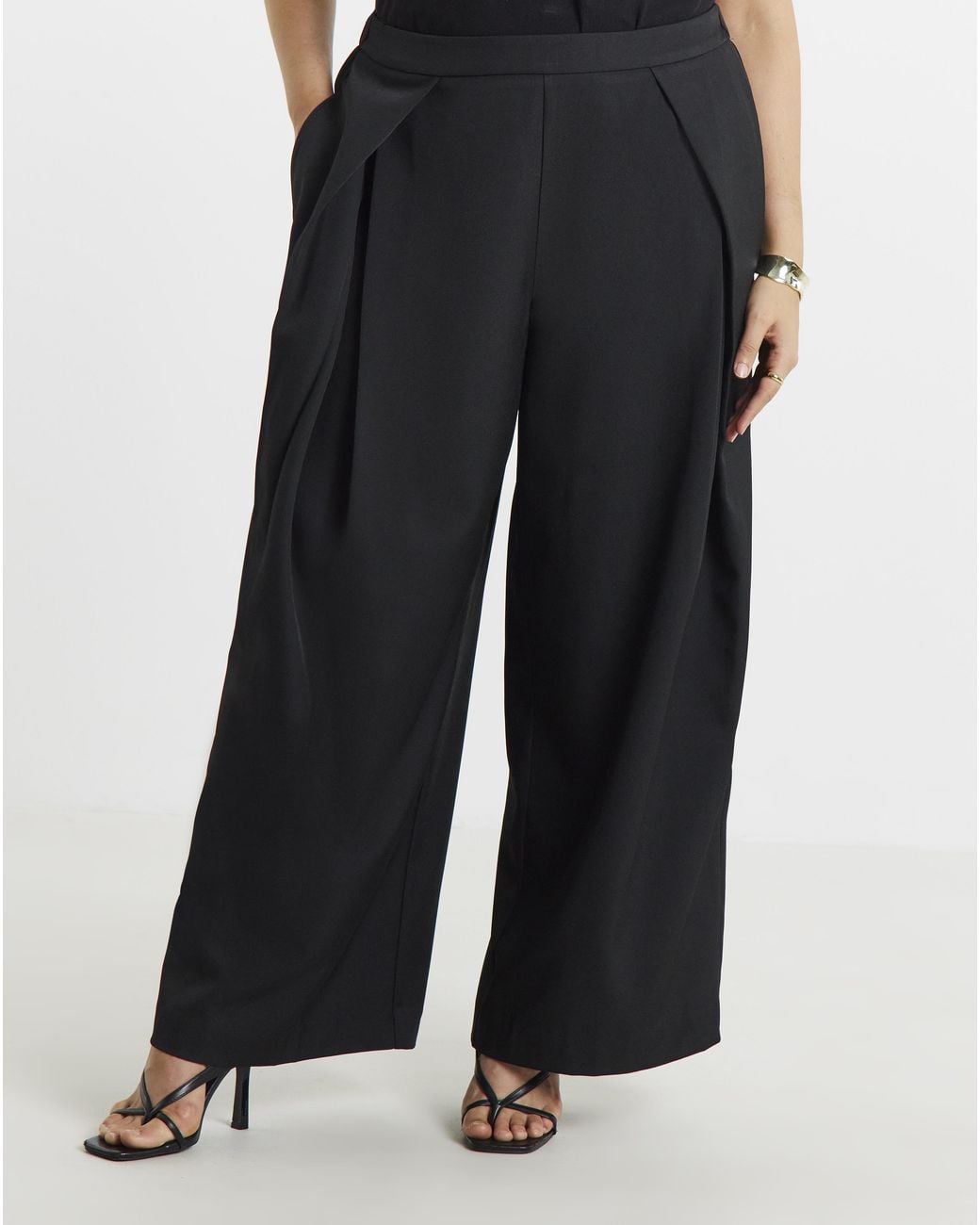 Simply Be Black Pleated Wide Leg Trouser