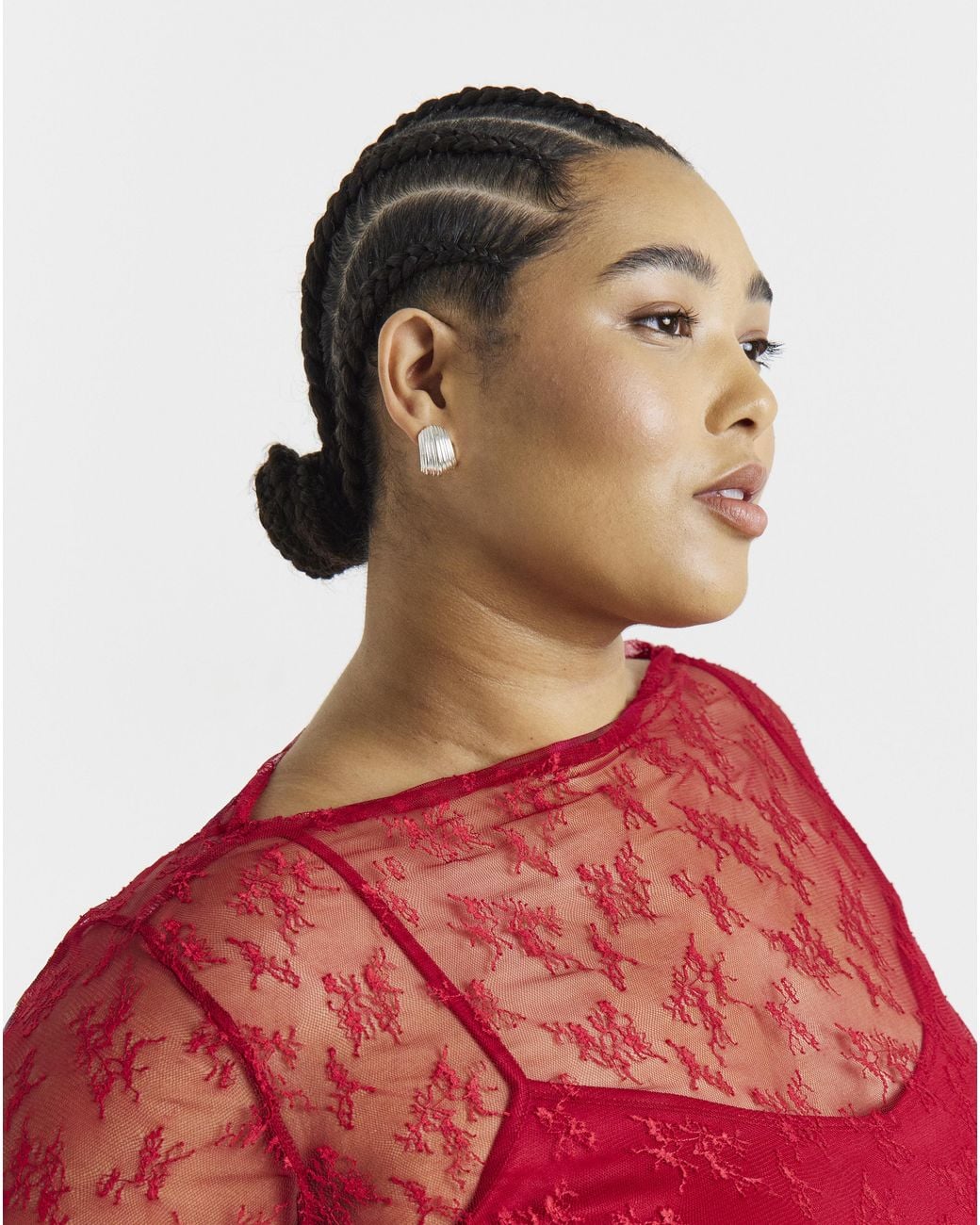 Simply Be Red Lace Long Sleeve Top