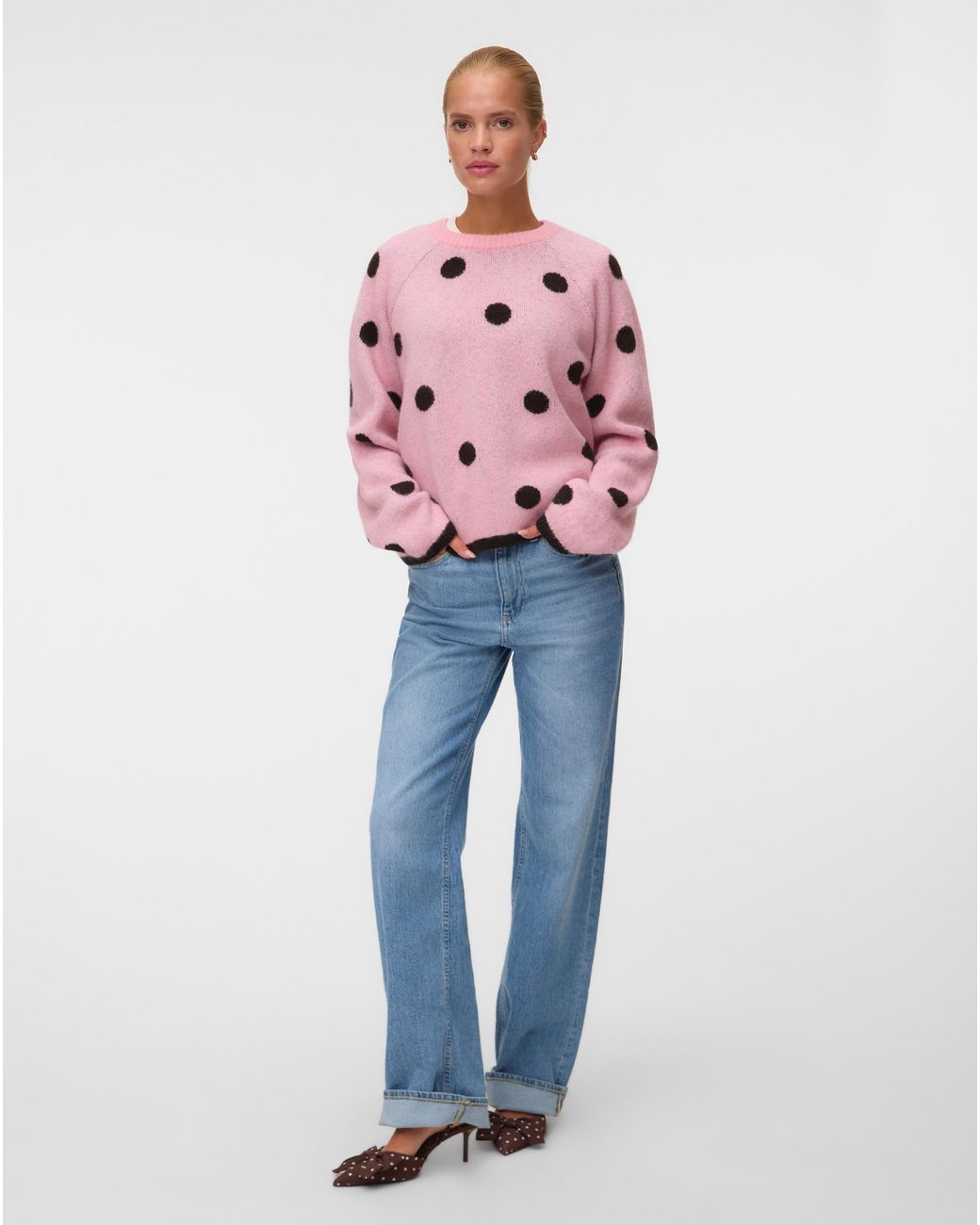 Vero Moda Pink Spot Knit Jumper