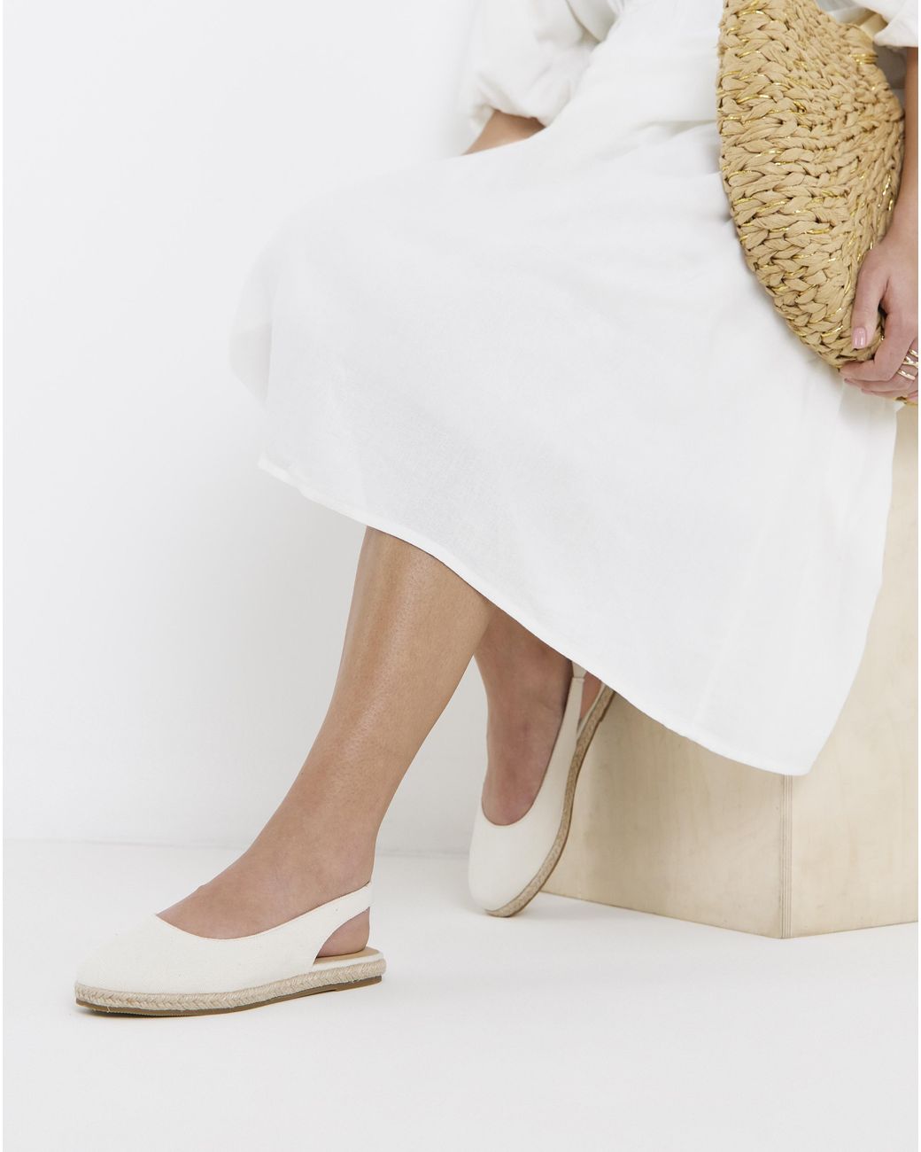Simply Be White Espadrille Flats Extra Wide Fit