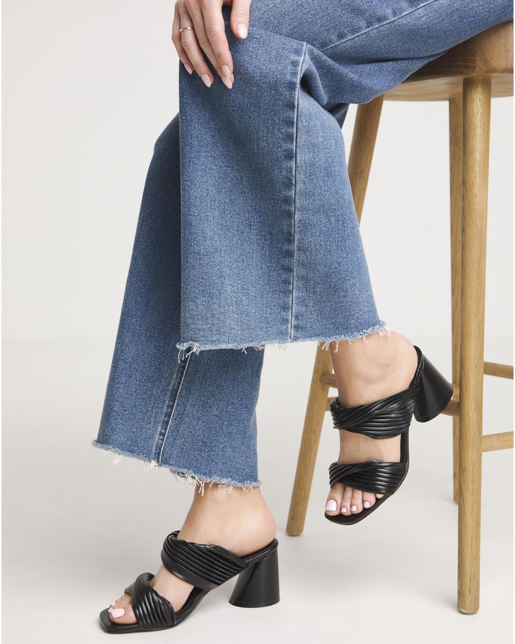 Simply Be Blue Twist Strap Mule Sandal Ex Wide