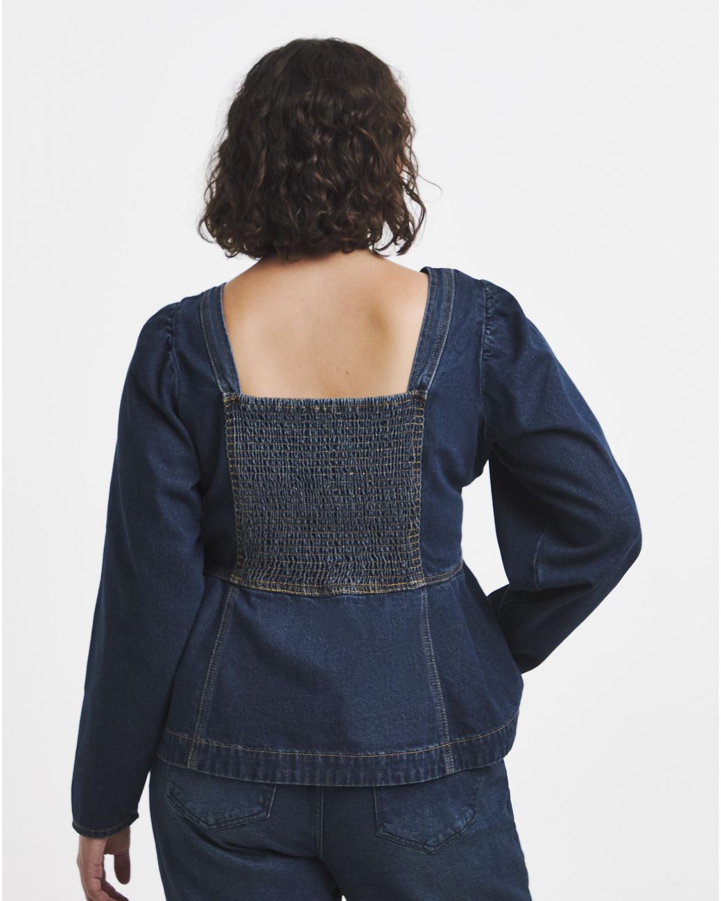 Simply Be Blue Denim Peplum Top