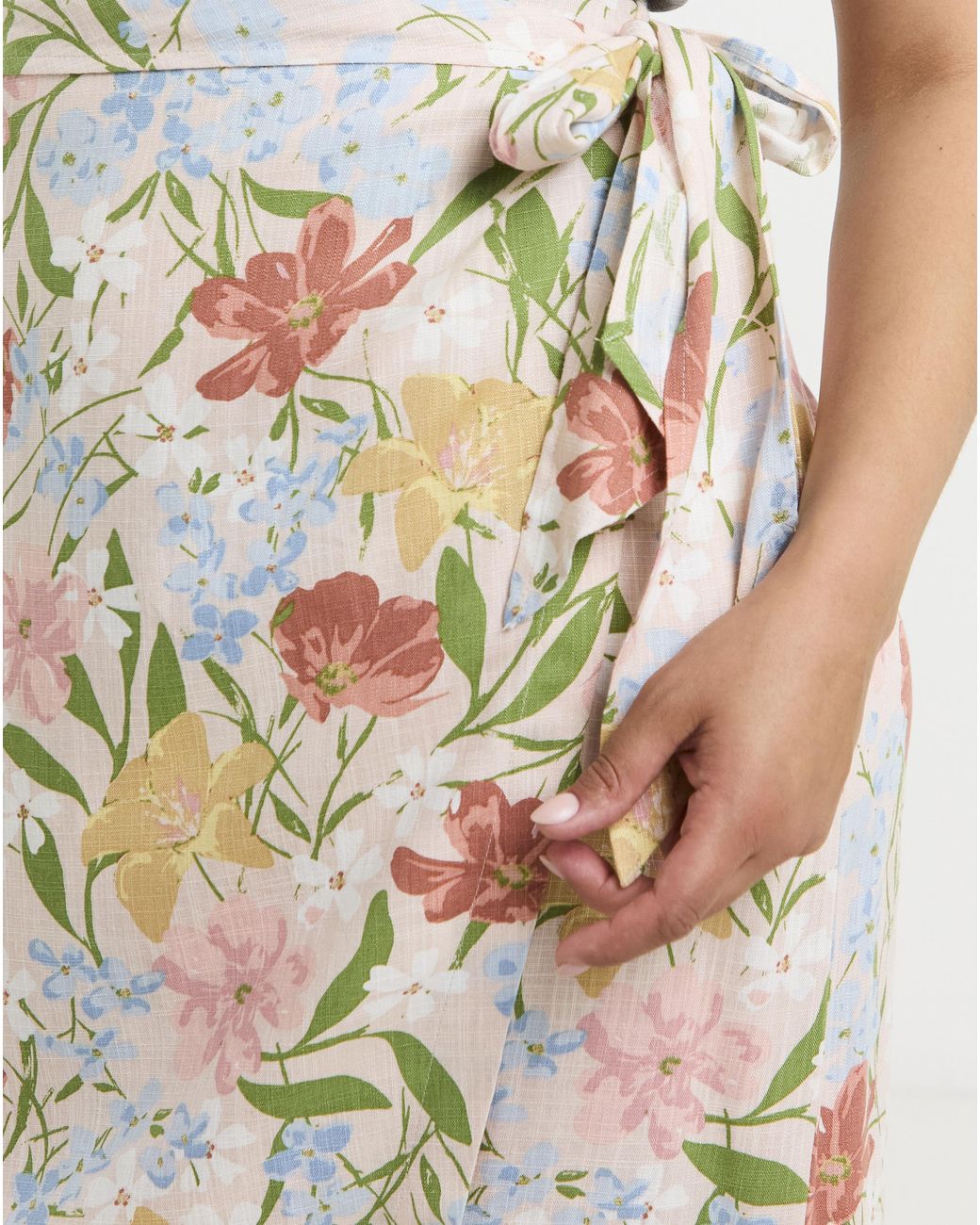 Simply Be Natural Linen Blend Wrap Midaxi Skirt