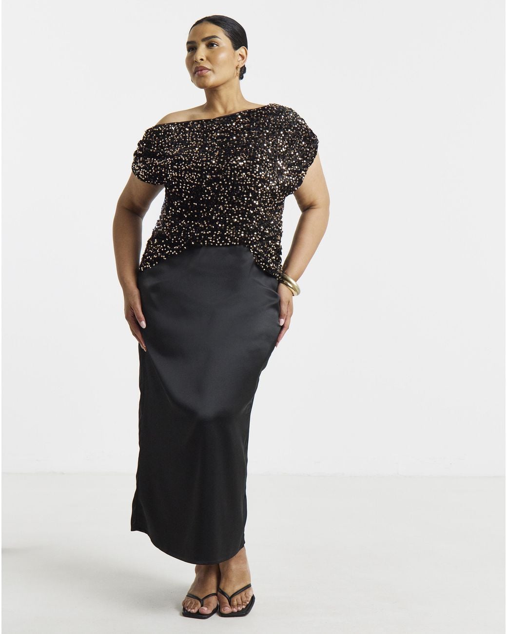 Simply Be Black Velvet Off The Shoulder Top