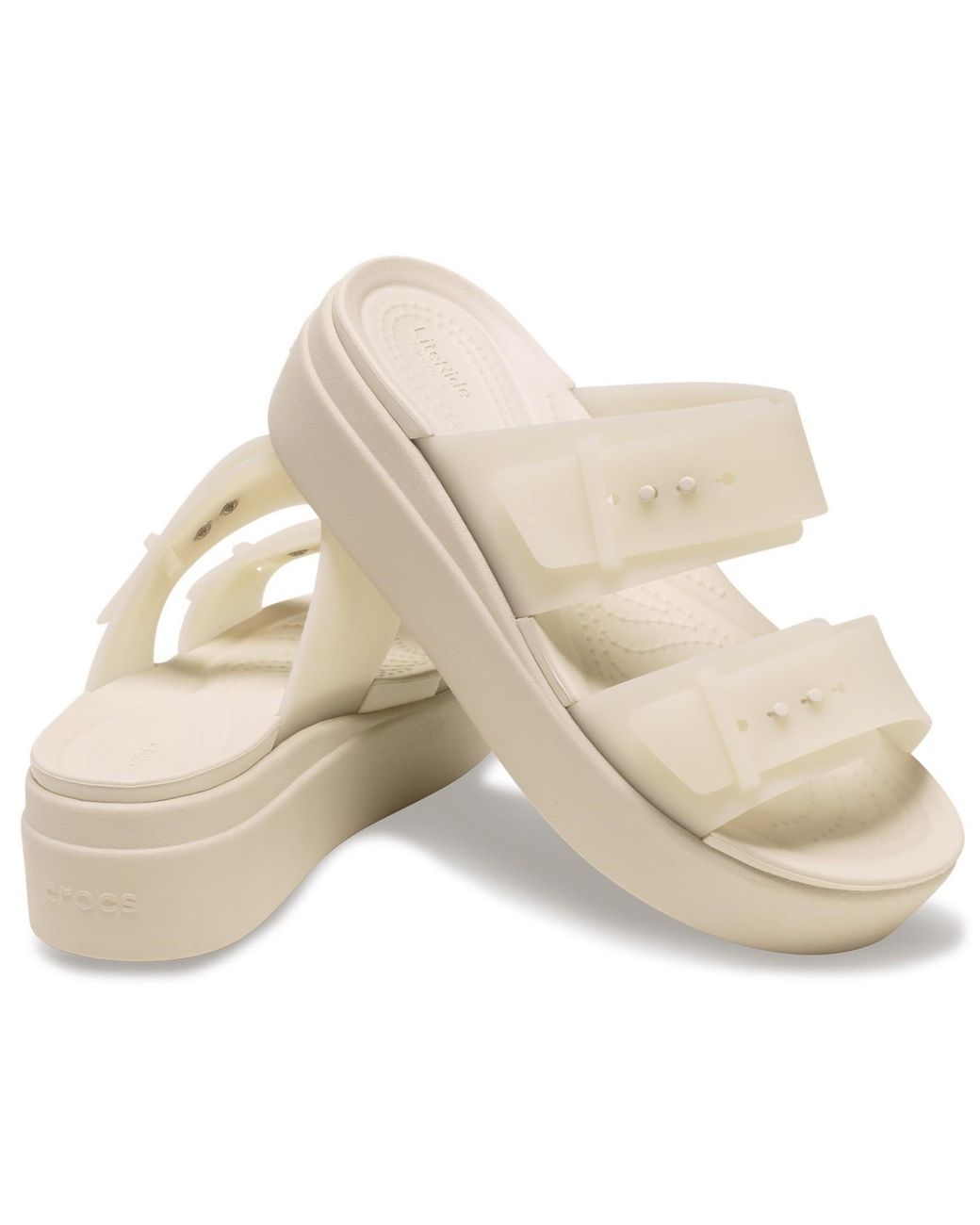 CROCSTM White Brooklyn Buckle Low Wedge