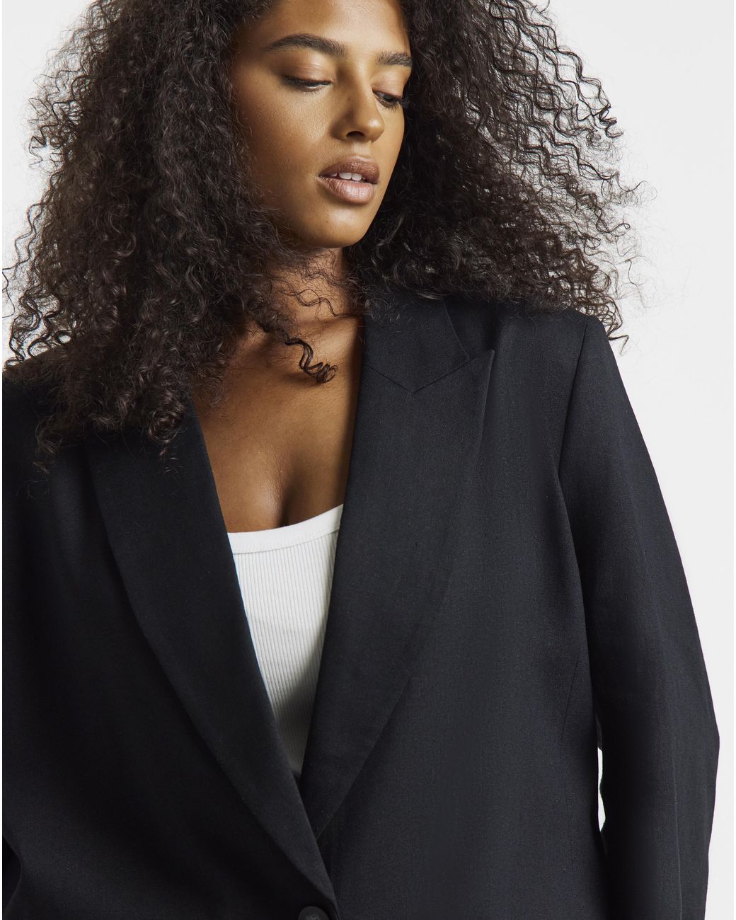 Simply Be Blue Relaxed Linen Blend Blazer