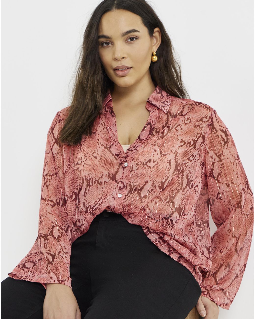 Simply Be Red Crinkle Georgette Blouse