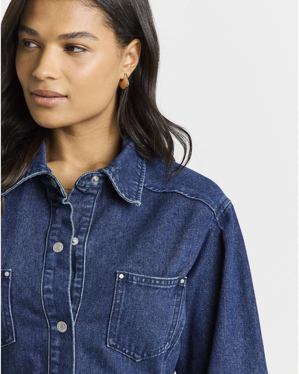 Simply Be Blue Belted Oversized Shirt Dress