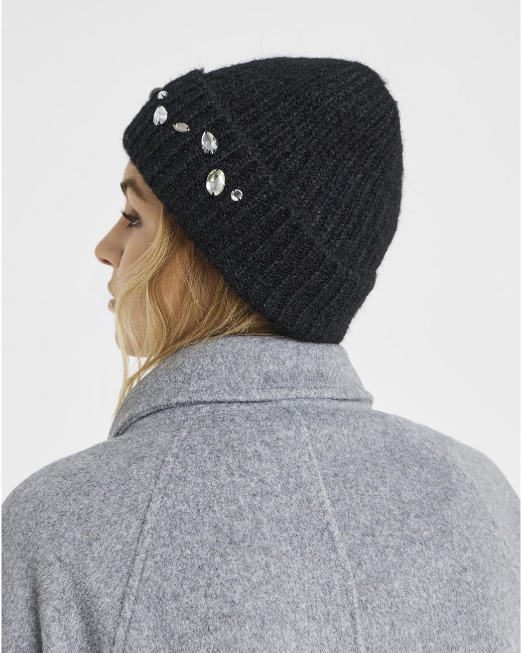 JD Williams Black Jewel Embellished Hat & Handwarmer Set