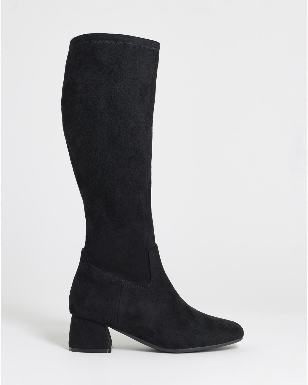 JD Williams Pink Block Heel Stretch Knee Boot D Fit Std