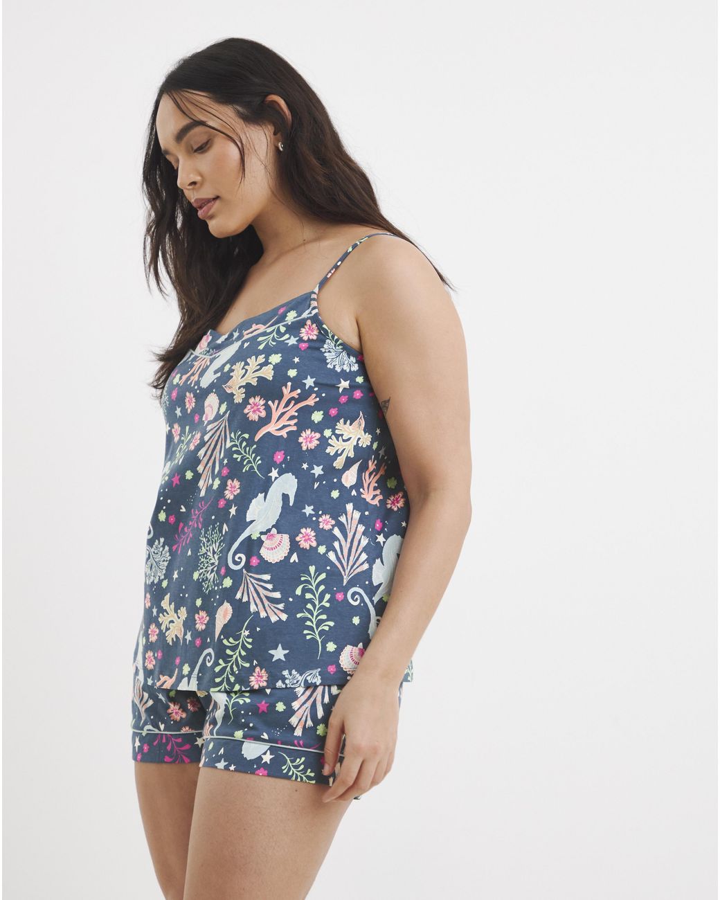 Pretty Secrets Blue Seahorse Shortie Cami Set
