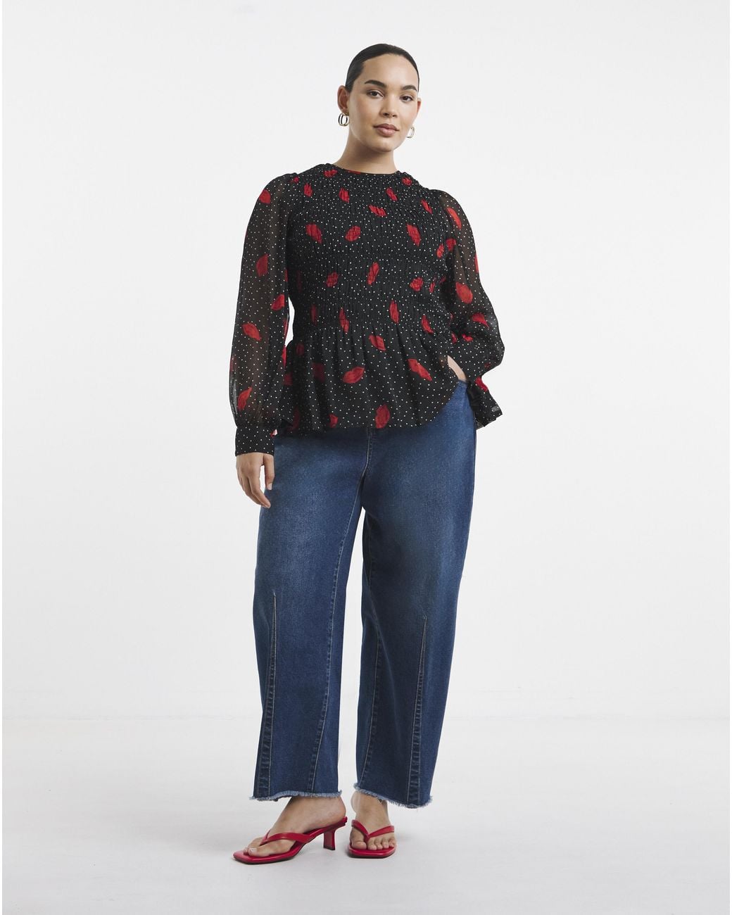 Simply Be Black Puff Sleeve Top