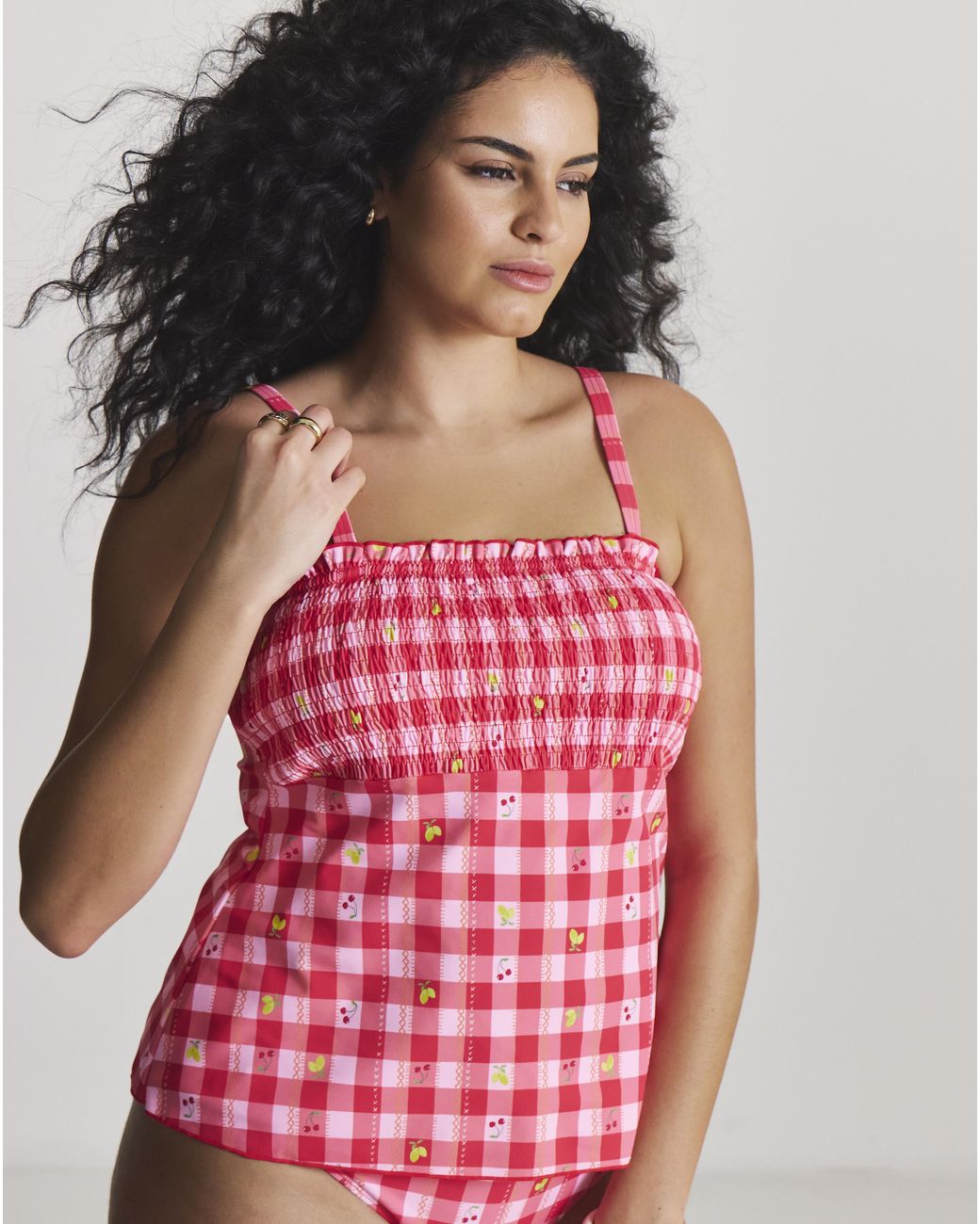Simply Be Pink Shirred Tankini Top