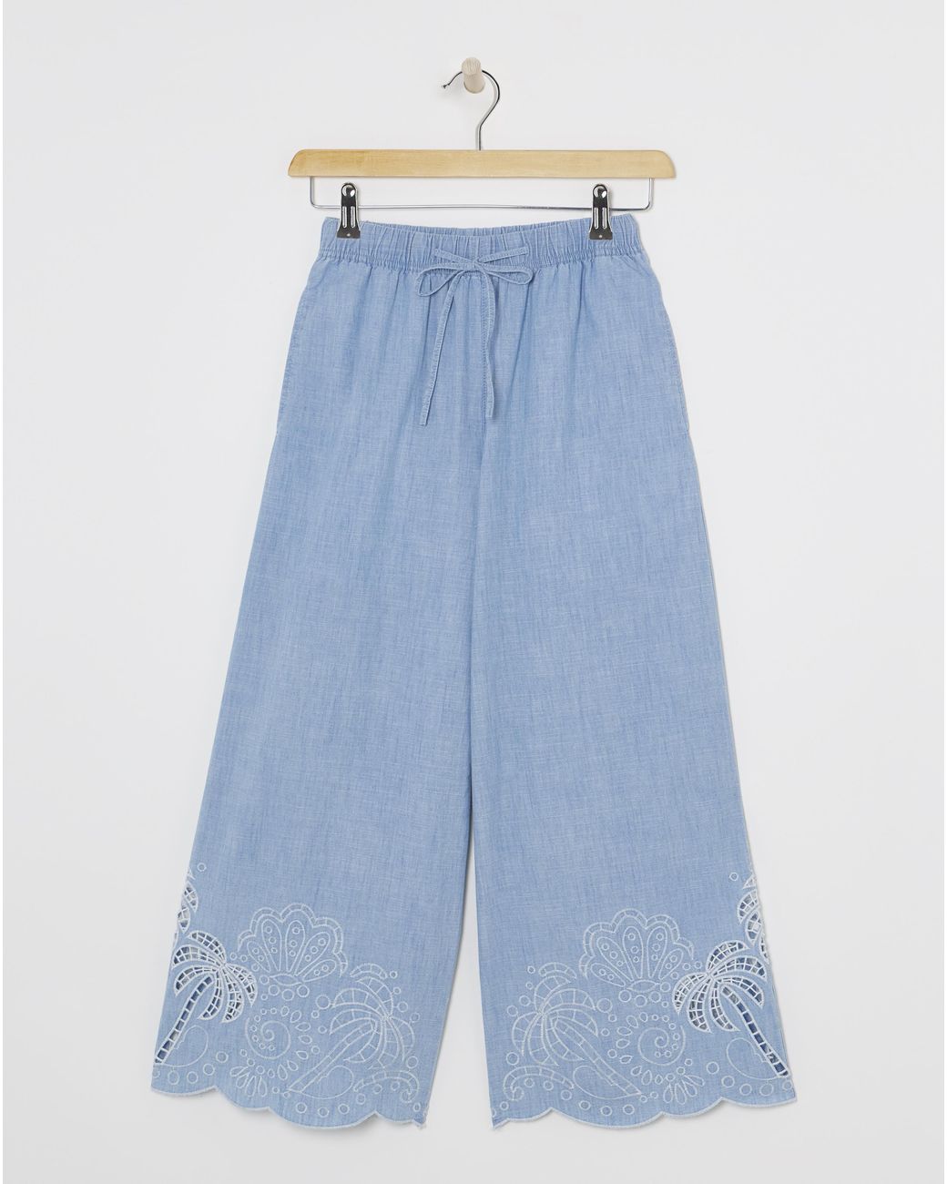 Simply Be Blue Chambray Broderie Crop Jeans