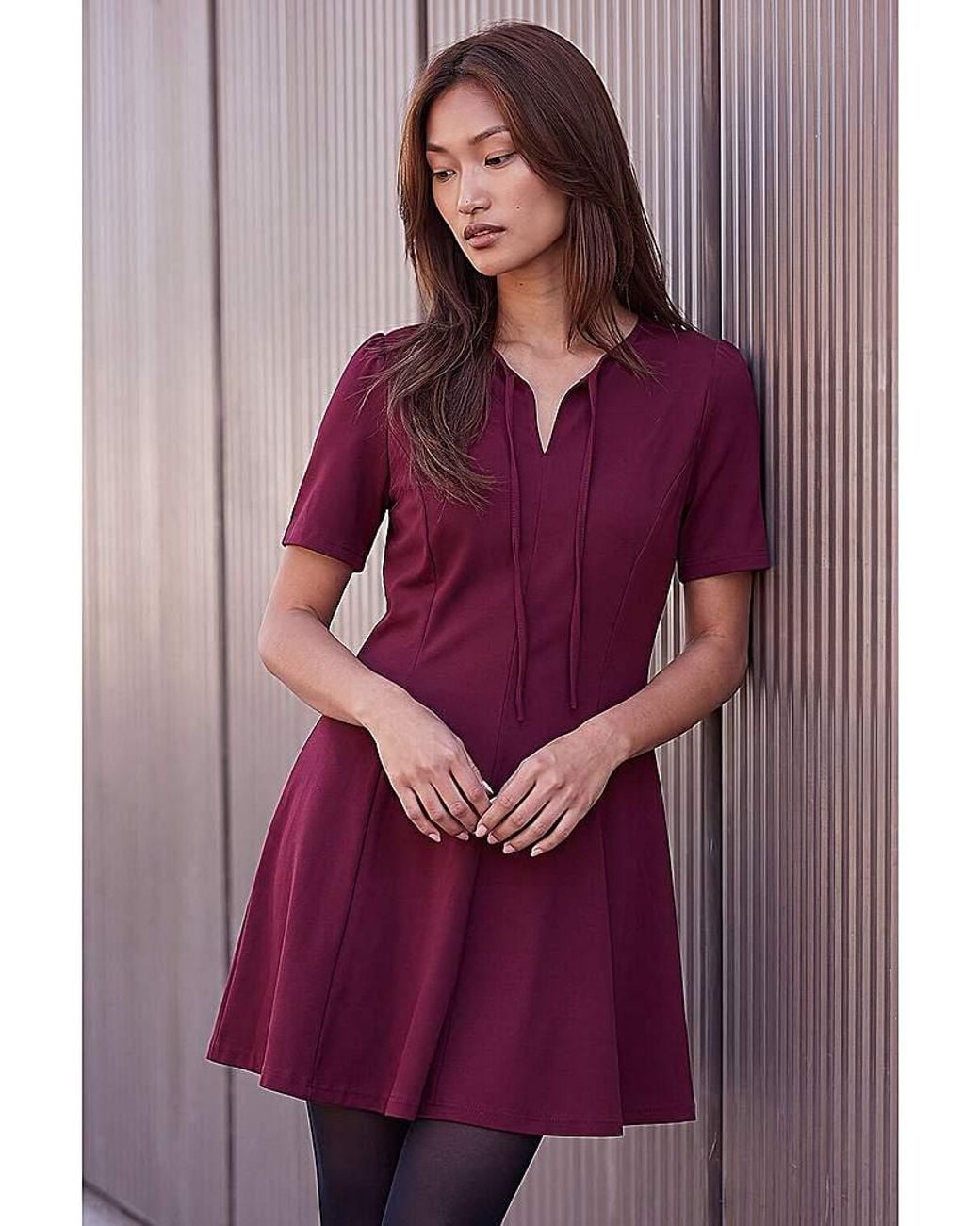 Roman Purple Roman Bow Detail Short Dress