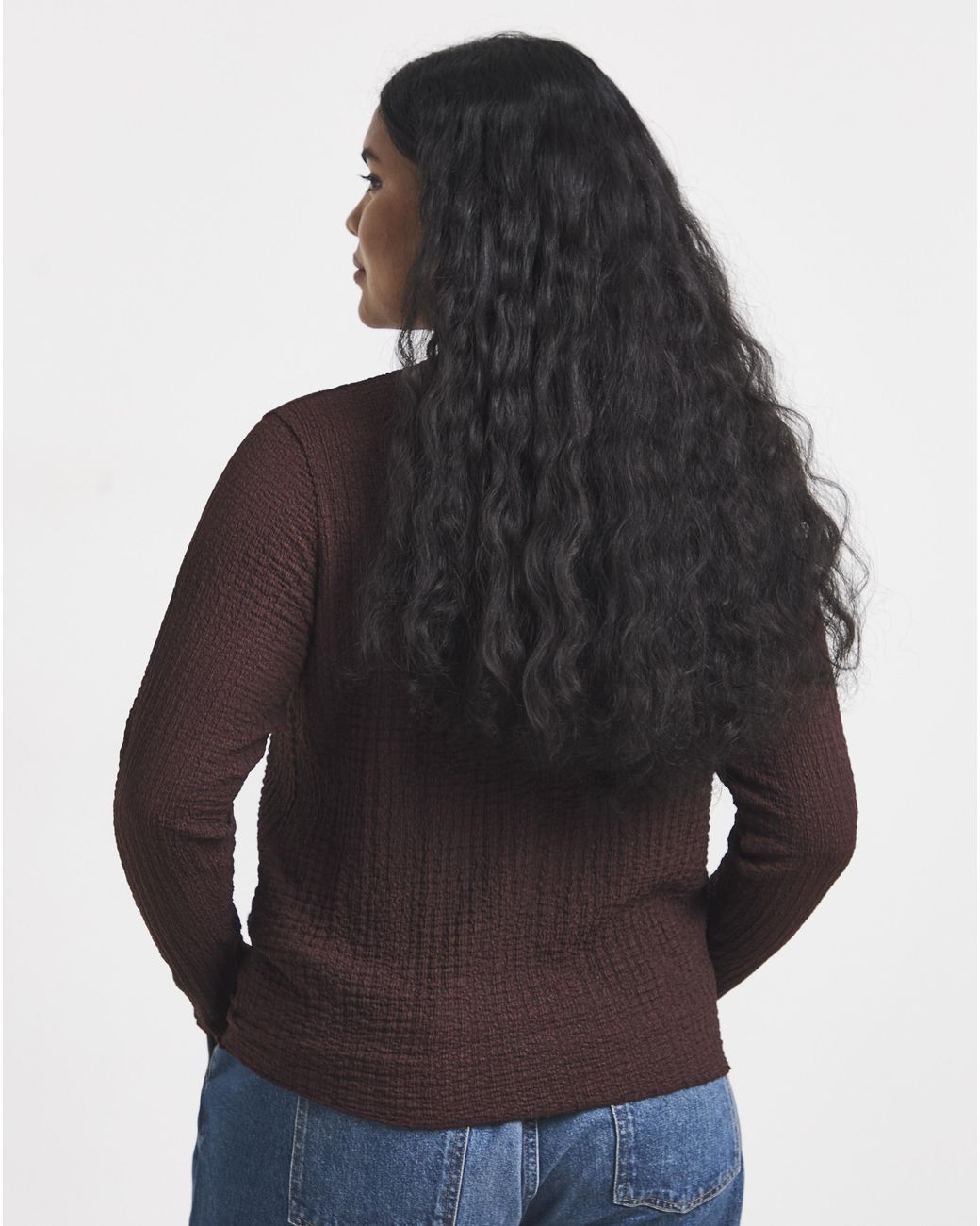Simply Be Purple Crew Neck Ls Seam Top