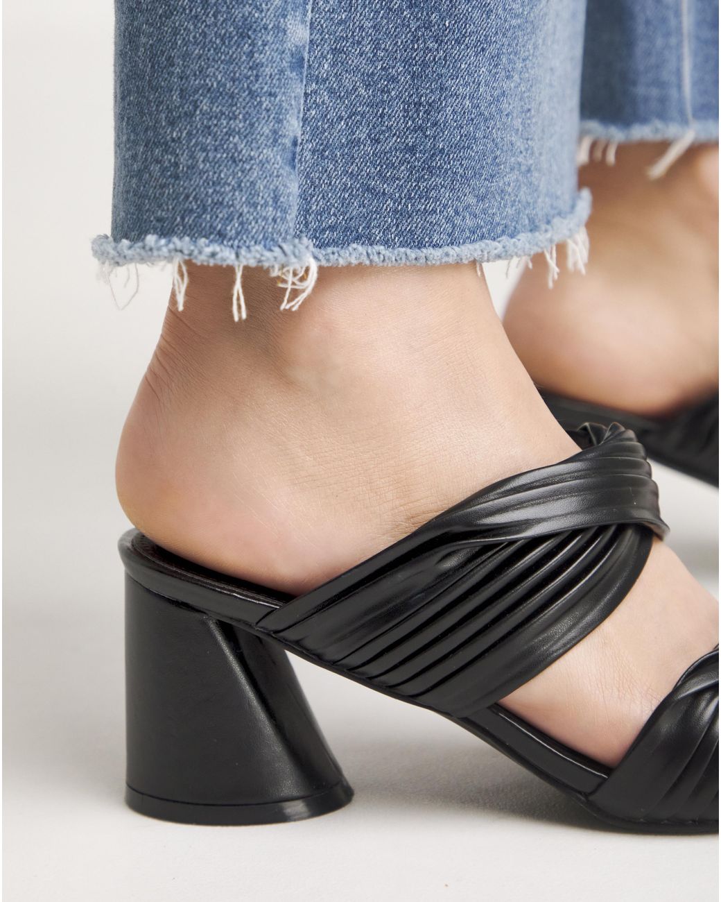 Simply Be Blue Twist Strap Mule Sandal Ex Wide
