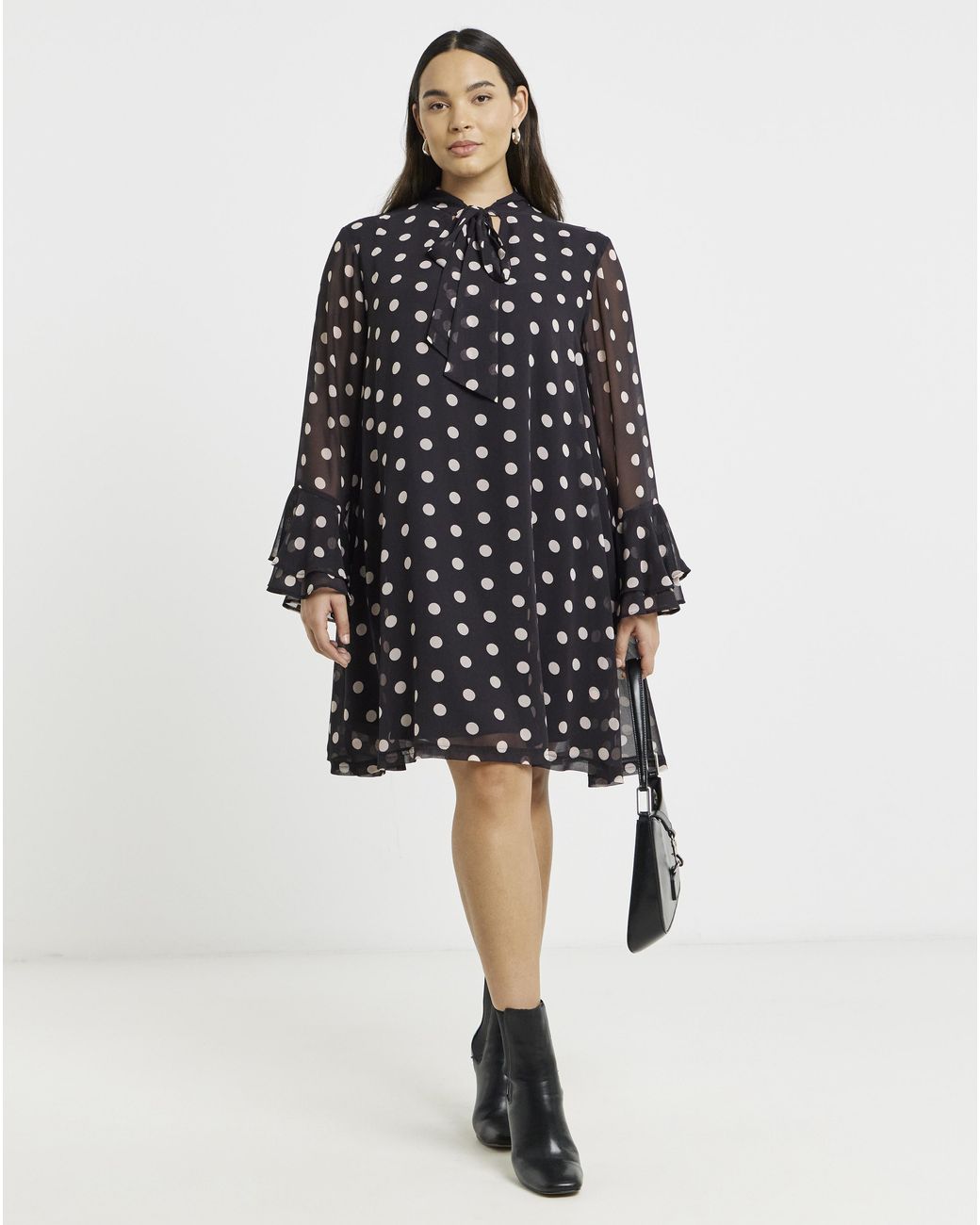Simply Be Multicolor Swing Dress With Tie Detail