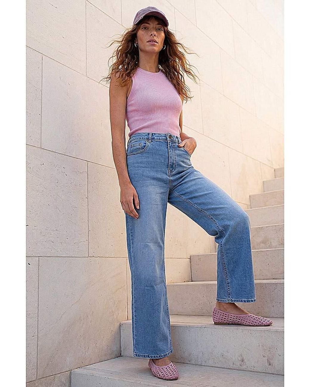 Roman Blue Roman Wide Leg Stretch Jean