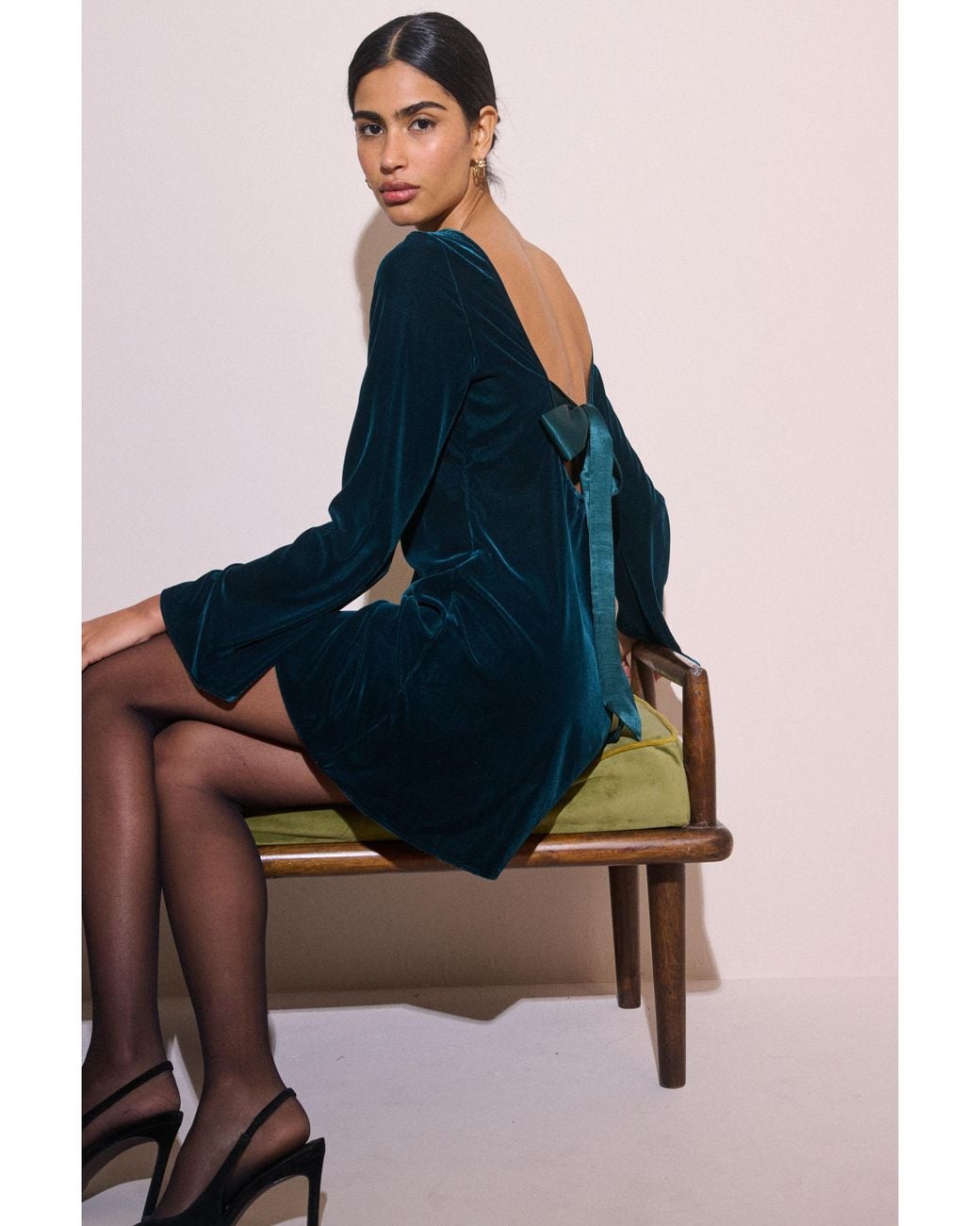 Nobody's Child Blue Joelle Velvet Mini Dress