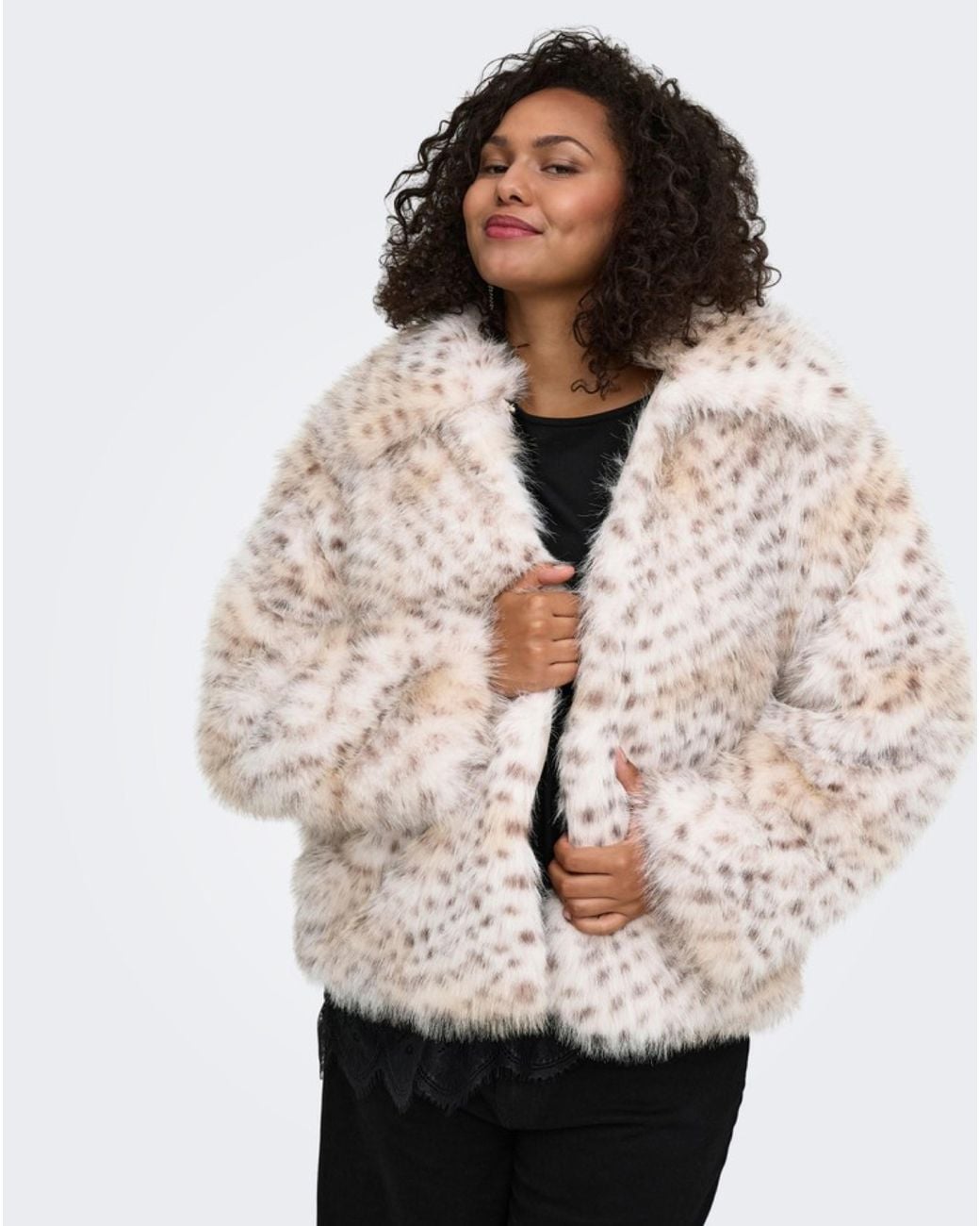 ONLY Natural Animal Print Faux Fur Jacket