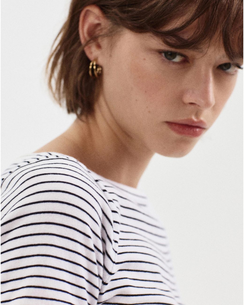 Mango White Short-Sleeved Fine-Knit Sweater
