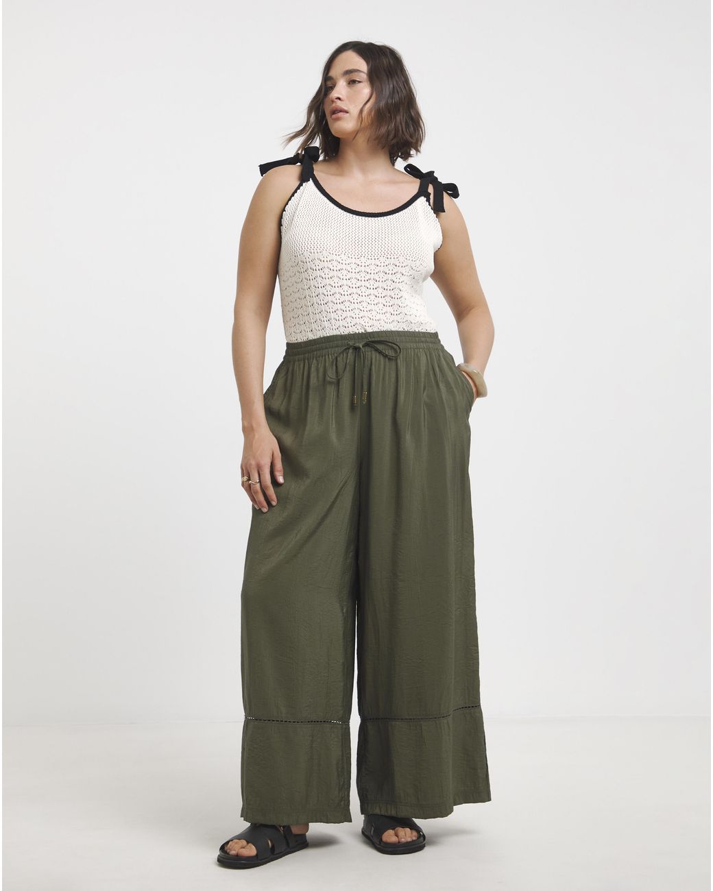 Simply Be Green Trim Detail Trousers
