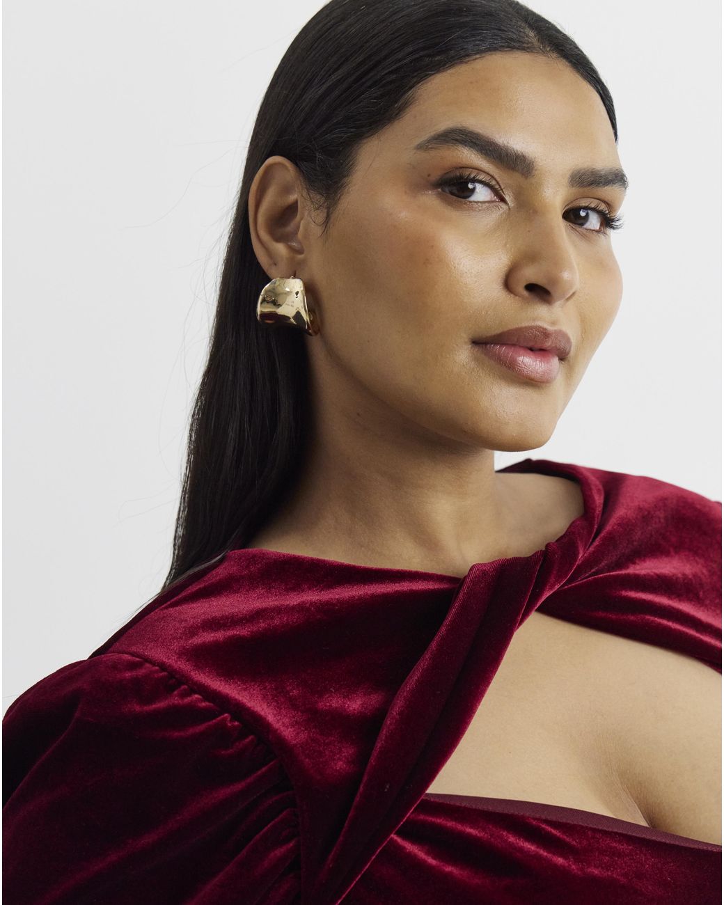 Joanna Hope Red Velour Midi Dress
