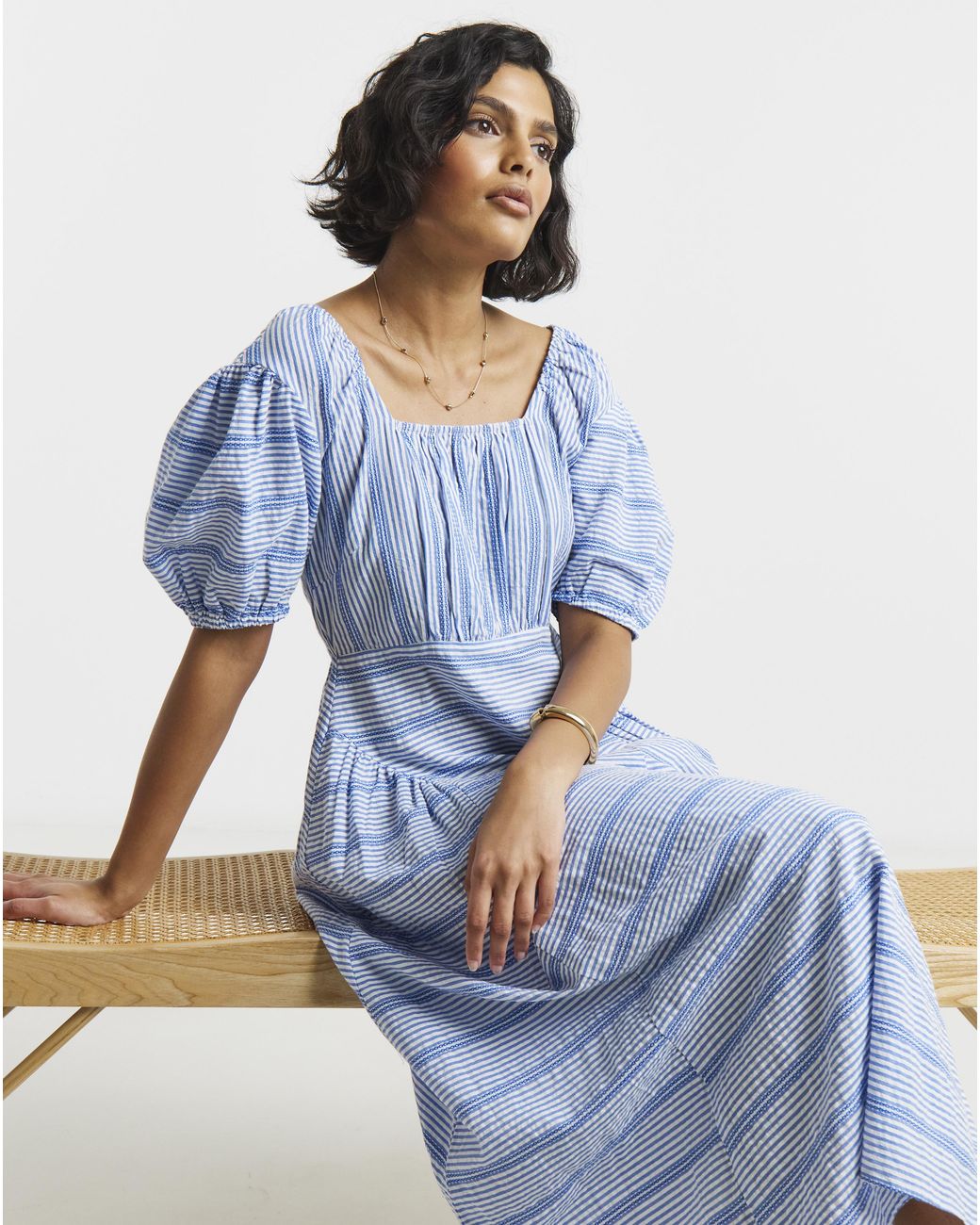 Native Youth Blue Ny Waist Gathered Midi