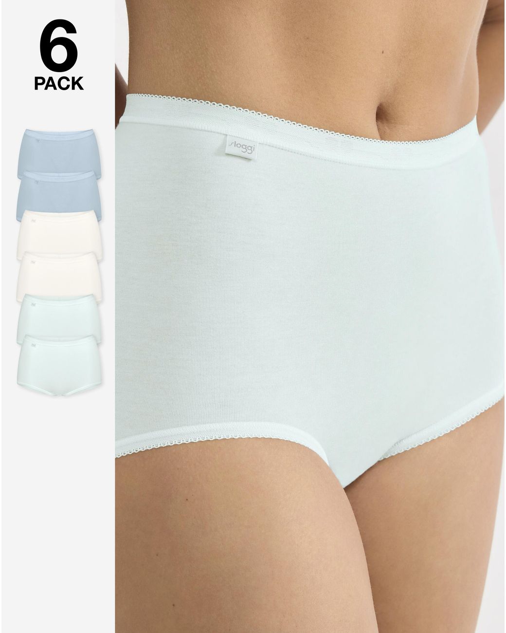 Sloggi Blue 6Pk Basic Maxi Briefs Mint Multi