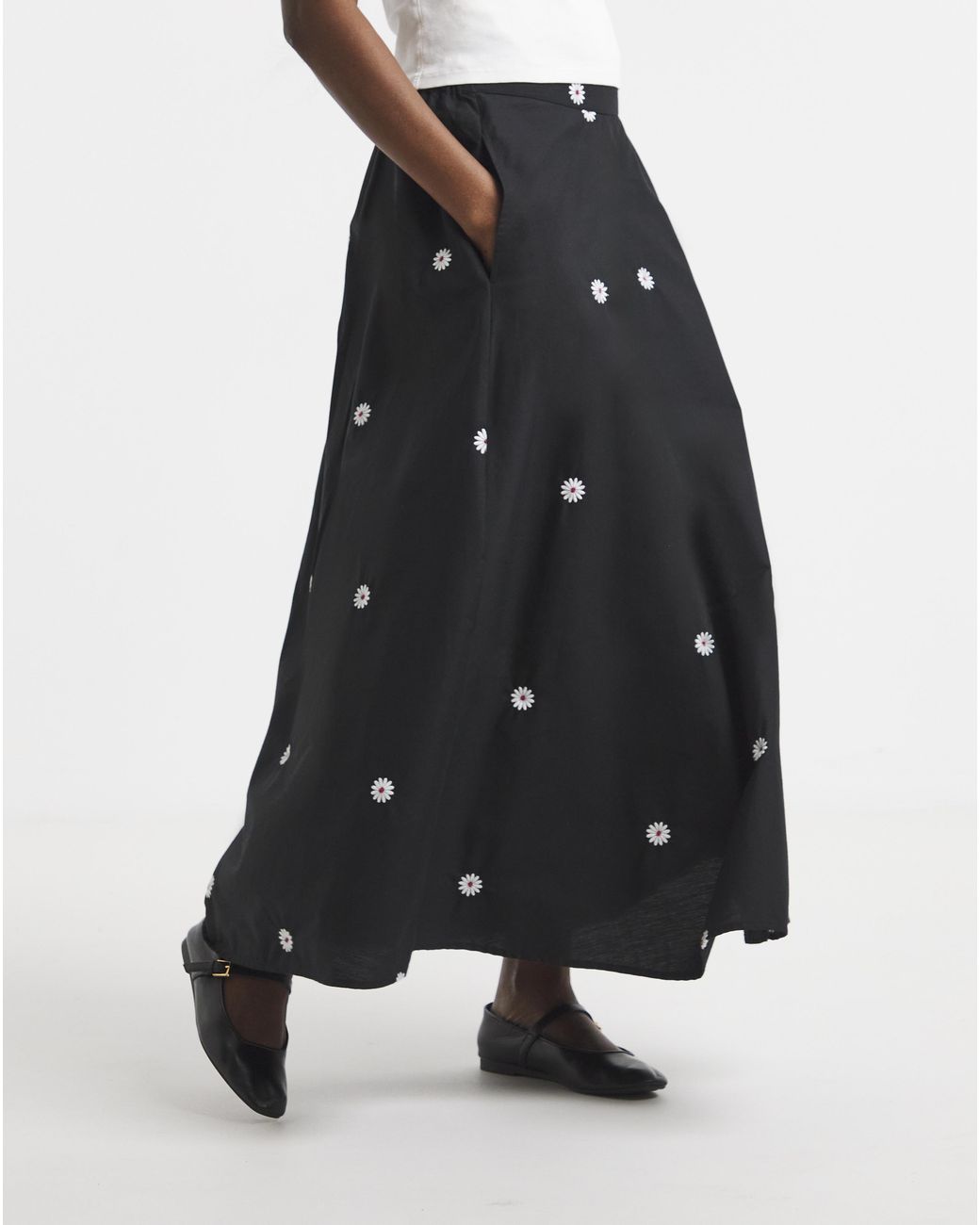 Simply Be Blue Embroidered Midaxi Skirt