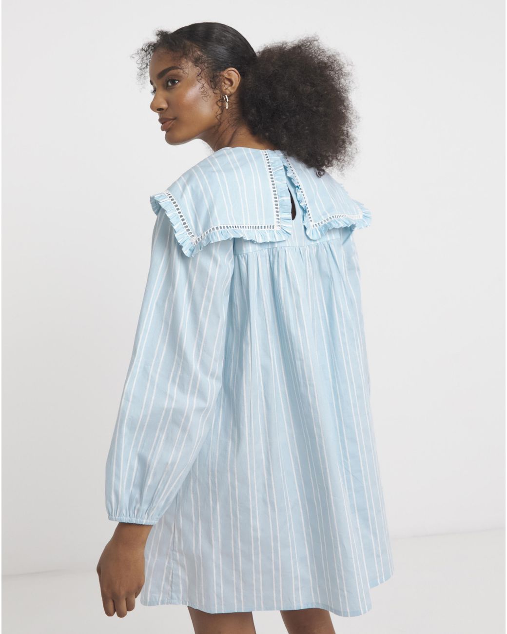 Neon Rose Blue Stripe Smock Dress