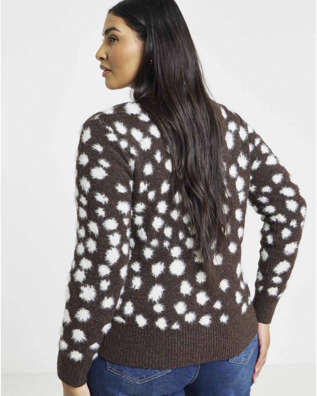 Simply Be White Doe Print Fluffy Cardigan