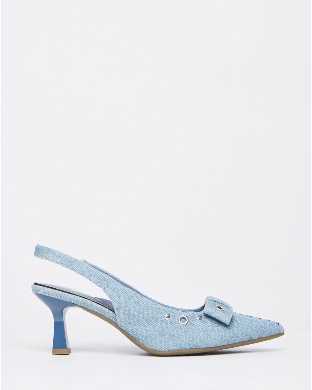 Simply Be Gray Eyelet Slingback Court Shoe Extra Wide