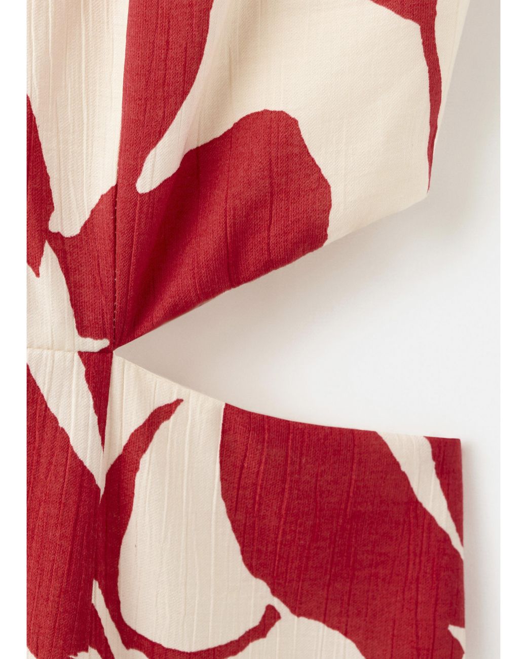 Mango Red Floral Print Cut-Out Dress