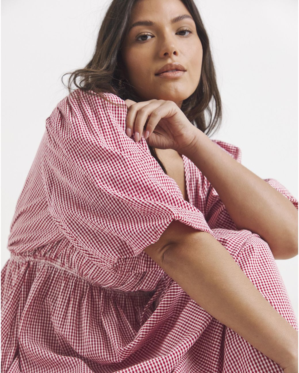 Simply Be Pink Seersucker Midi Dress