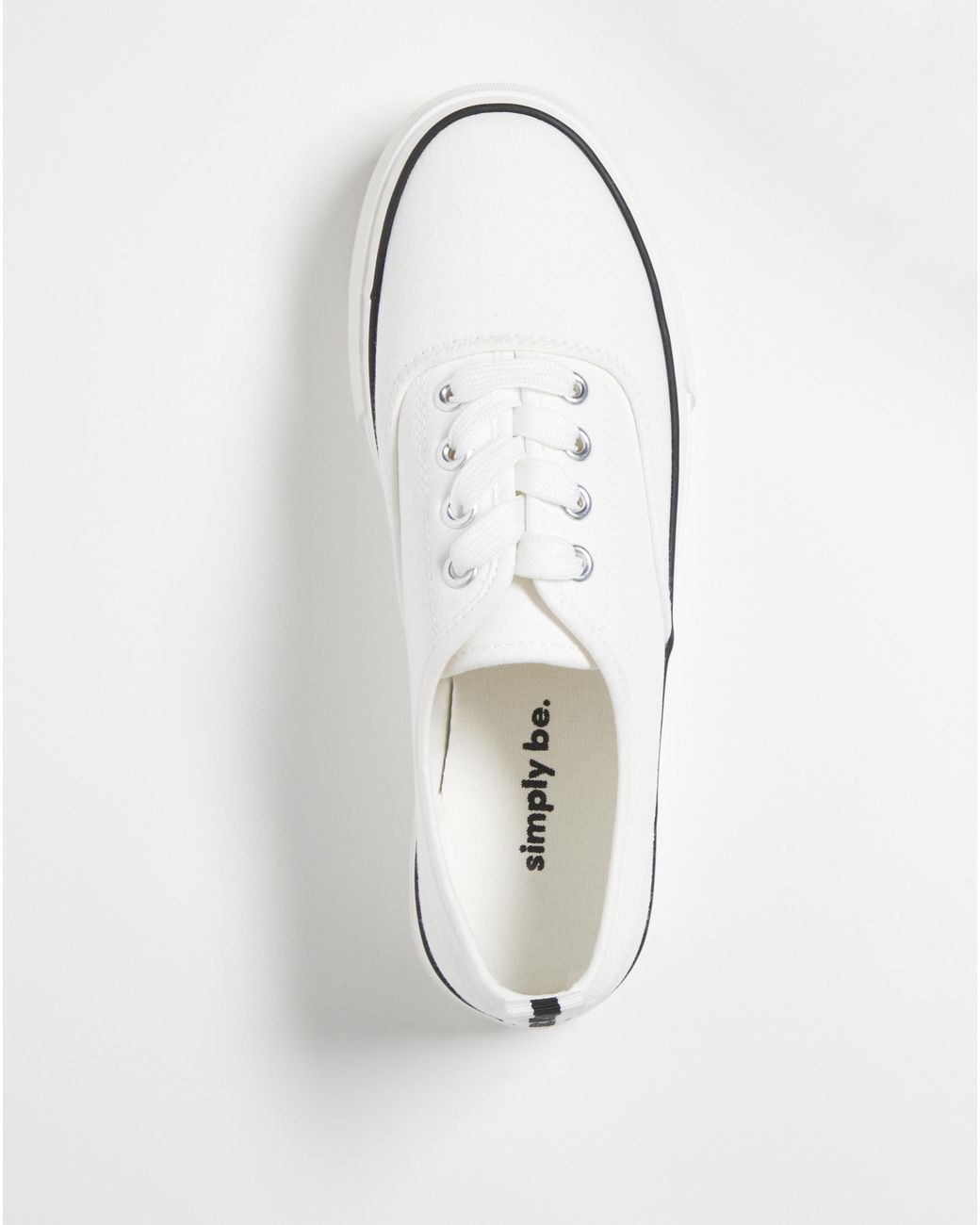 Simply Be White Stitch Detail Chunky Plimsole Wide Fit