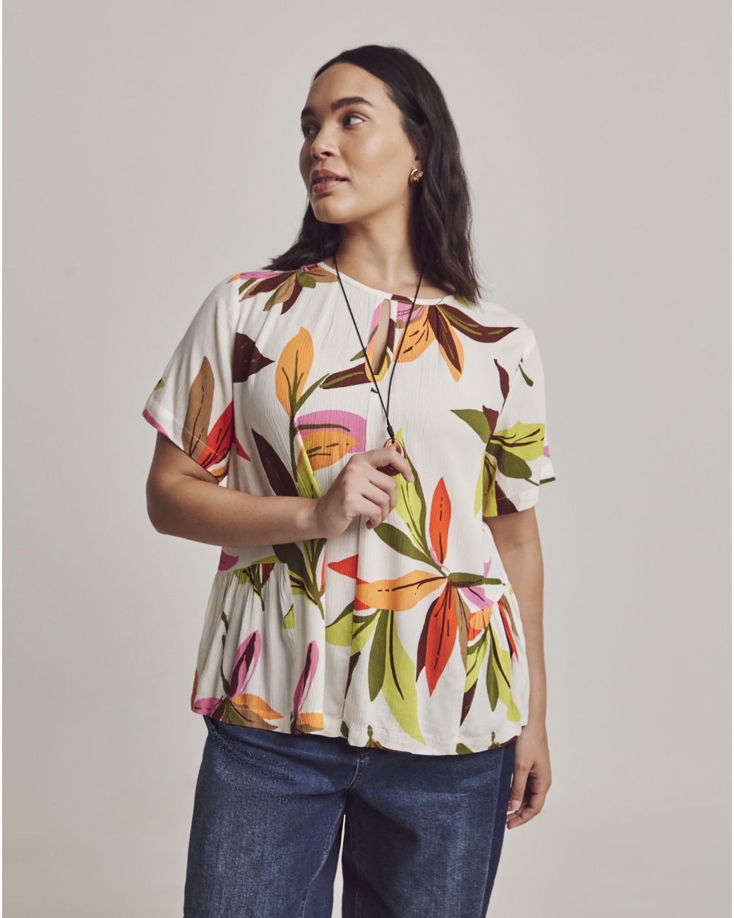 Julipa Brown Printed Crinkle Blouse