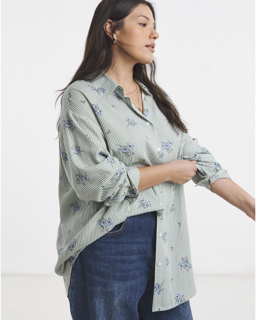 Simply Be Blue Linen Mix Boxy Shirt
